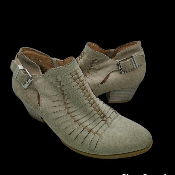 Franco Sarto Great Suede Tan Booties Women's Size 6 1/2 - Picture 4 of 11
